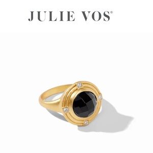 JULIE VOS • Obsidian Black Crystal Astor Ring Size 7
